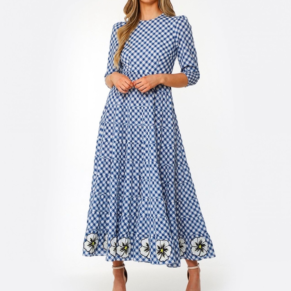 RIXO Kristen Gingham Midaxi Tiered Dress - Picture 4 of 11